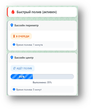 Процесс быстрого полива